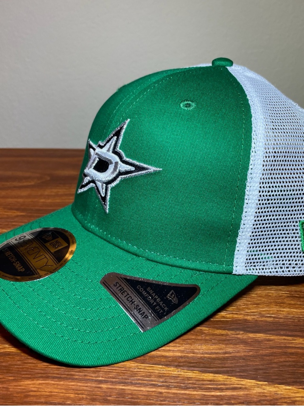 New Era Dallas Stars Snapback Hat 9Seventy Stretch-Snap Cap OSFM White Green NEW - Picture 3 of 7